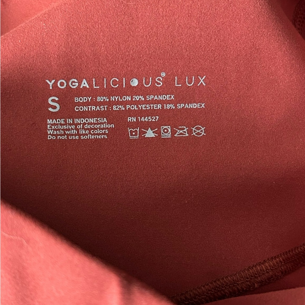Yogalicious High-Waisted Ankle Length Earthen Red Leggings S - Picture 6 of 7